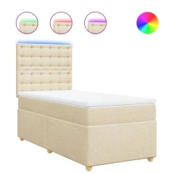 vidaXL vidaXL Box spring postelja z vzmetnico krem 80x200 cm blago, (21290944)