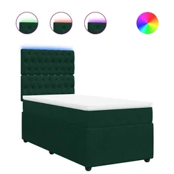 Vidaxl Box spring postelja z vzmetnico temno zelen 90x190 cm žamet