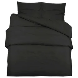 Set posteljine za poplun crni 220x240 cm lagana mikrovlakna