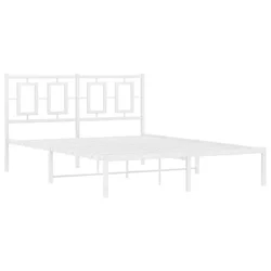 Vidaxl Kovinski posteljni okvir z vzglavjem bel 140x200 cm