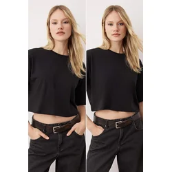 Trendyol Milla ženska majica Twoss24Ts00224, crna-crna