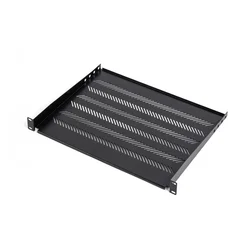 1U fixed shelf 19, depth 350 mm, load capacity 25 kg, mounting at 4 points, screws and bracket included, black (RAL 9005)