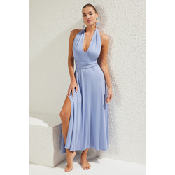 Trendyol Blue*009 Plain Regular Maxi Knitting 97% Polyester, 3% Elastane Dress