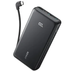 Anker Power bank Zolo, 20000mAh, 22.5W, Ugrađeni USB-C kabel, Crna