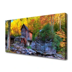 tulup.si Slika na platnu Mlin jesenski gozd 140x70 cm