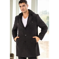PLT8376 DEWBERRY MENS COAT-PATTERNED LIGHT BLACK