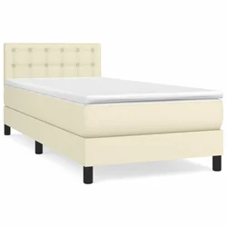 Vidaxl Box spring postelja z vzmetnico krem 100x200 cm umetno usnje