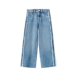 MANGO KIDS Kavbojke WIDEF moder denim / bela