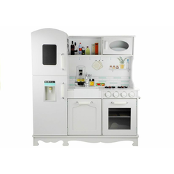 Montessori drvena kuhinja Nela s hladnjakom i pećnicom bijela