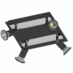 Eglo Sarria spot/4, led, gu10, 4x5w, 4x400lm, kvadrat,  hrom/crna