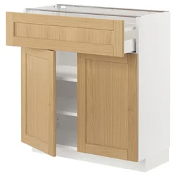 METOD / MAXIMERA Podni element s fiokom/2 vrata, bela/Forsbacka hrastovina, 80x37 cm