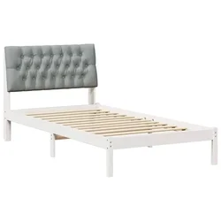 Vidaxl Posteljni okvir z oblazinjenim vzglavjem Bela 100 x 200 cm