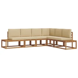 Set vanjskih sofa s jastukom 6 Komad Prirodna i bež
