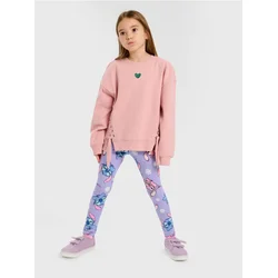 Sinsay - Pamučne tajice sa dezenom Stitch - pastelno roze