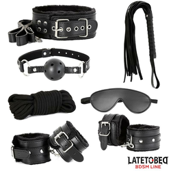 LateToBed BDSM Line 7 Bondage Pieces Set Black