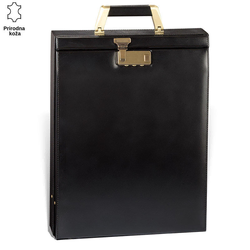 Princ Leather Ženska kožna aktovka, 410x298x85mm, Crna