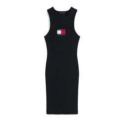 Tommy Jeans Pletena obleka rdeča/črna/bela