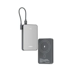 Moxom Power Bank MagSafe MX-PB194 Fast Charge 22.5W + 15W Wireless Type-C 10000mAh, Srebrni