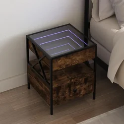 Noćni ormarić s beskonačnim LED boja hrasta 40 x 40 x 51 cm