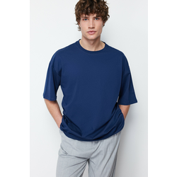 Trendyol Navy Blue Basic 100% Cotton Crew Neck Oversize/Wide-Fit T-Shirt