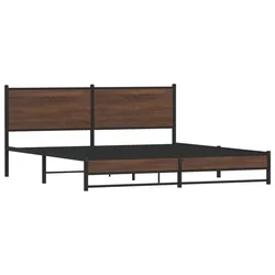 Vidaxl Kovinski posteljni okvir brez vzmetnice rjavi hrast 160x200 cm