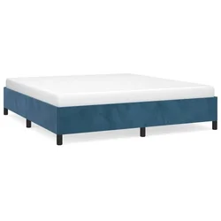 Vidaxl Posteljni okvir brez vzmetnice temno moder 160x200 cm žamet
