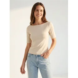 Sinsay - Pamučna basic majica - nude