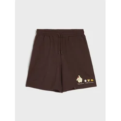 Sinsay - Pamučne kratke pantalone sa printom PomPomPurin - tamno braon