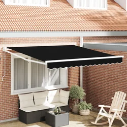 Skrovita tenda Crna 350 x 250 cm Poliester i aluminij