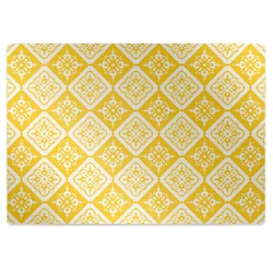 Decormat Podloga za stol Yellow white pattern 140x100 cm 15 cm