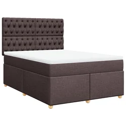 vidaXL vidaXL Box spring postelja z vzmetnico temno rjava 140x200 cm blago, (21306055)
