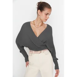 Trendyol Anthracite Double Breasted Knitted Sweater