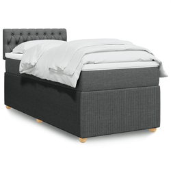 VIDAXL Box spring postelja z vzmetnico temno siva 90x200 cm blago