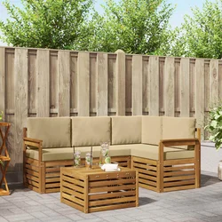 Set vanjskih sofa s jastukom 5 pcs Prirodna i bež
