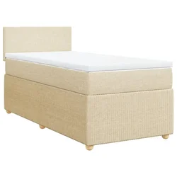 Vidaxl Box spring postelja z vzmetnico krem 80x200 cm blago