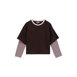 WE Fashion Majica temno rjava/roza