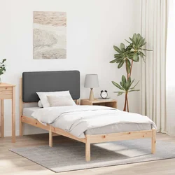 vidaXL Posteljni okvir z oblazinjenim vzglavjem Temno siva 90 x 190 cm