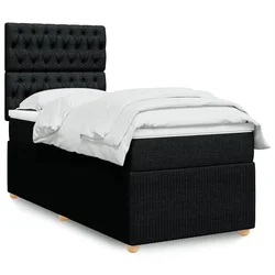Vidaxl Box spring postelja z vzmetnico črna 100x200 cm blago