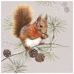 Serviete za decoupage Squirrel in Winter - 1 kos (Serviete za)