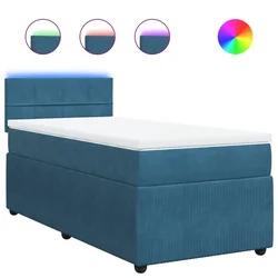 Vidaxl Box spring postelja z vzmetnico modra 90x200 cm žamet