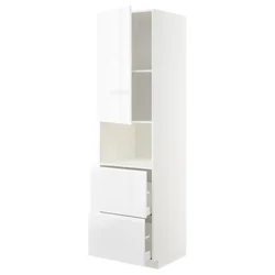 METOD / MAXIMERA Vis.elem.mikrotal. s vratima/2fioke, bela/Voxtorp v. sjaj bela, 60x60x220 cm