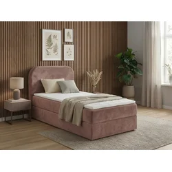 Oblazinjena postelja boxspring FORENA 90x200 cm starinsko roza Vzmetnica: Vzmetnica Bonell