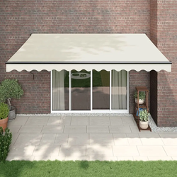 Greatstore Zložljiva tenda krem 4,5x3 m blago in aluminij