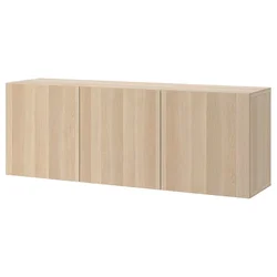BESTA Kombinacija zidnih elemenata, belo b. im. hrastovine/Lappviken belo b. im. hrastovine, 180x42x64 cm