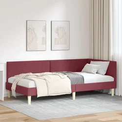 vidaXL Kotna postelja Drugo z vzglavjem vinsko rdeča 90 x 190 cm