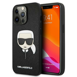 Originalna maska Karl Lagerfeld Karls Head Saffiano za iPhone 13 Pro - crna