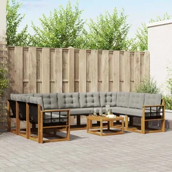 Set vanjskih sofa 10 kom. Prirodna i svijetlo siva
