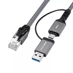 Adapterski kabel CAT6 FTP na USB AC MicroConnect, 5 metrov, MC-RJ45USBC-05