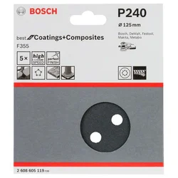 Bosch Brusni papir F355 125 mm G240  2608605119, 5 komada