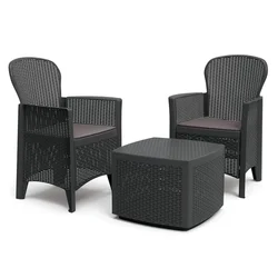 GREEN BAY Tree Baštenski set, Dve stolice i box sto, Antracit
